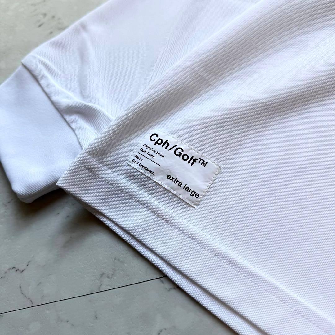 新品 Cph/Golf ゴルフ ポロシャツ 長袖 XL ホワイト グリーン ロゴ