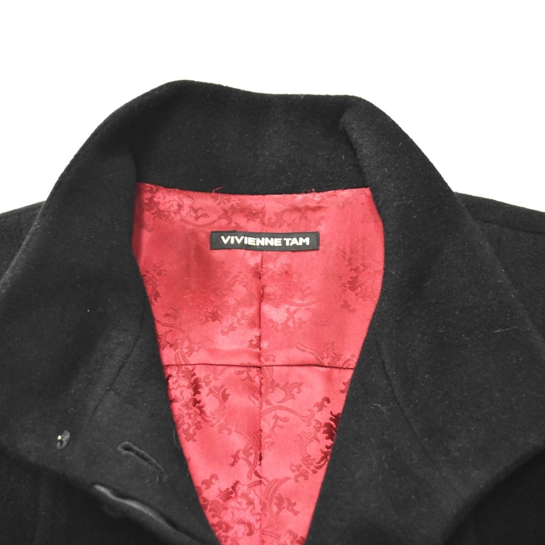 【上質】ビビアンタム アンゴラ混ウールロングコート 2 ブラック（裏地レッド）♪