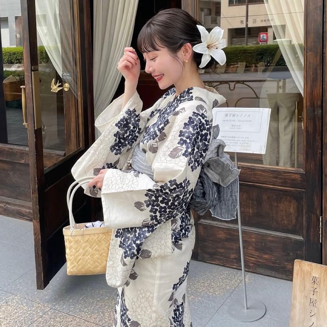 hinari 紫陽花　浴衣セット　帯　下駄付き　ブルー　新品未開封　きりまる