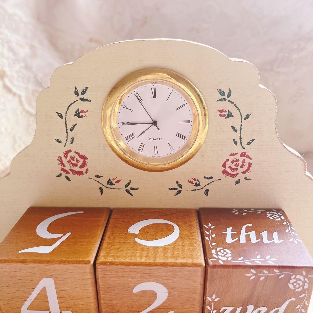 お値下げ♡マニーステンシルローズ木製品時計イマンダイアナローズフレンチカントリー