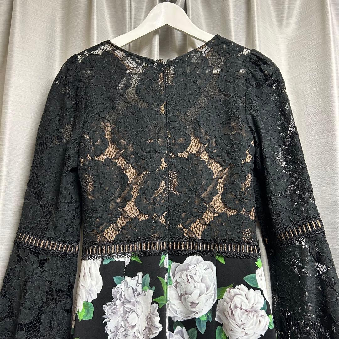 Tadashi shoji ワンピース　レース　花柄　ブラック