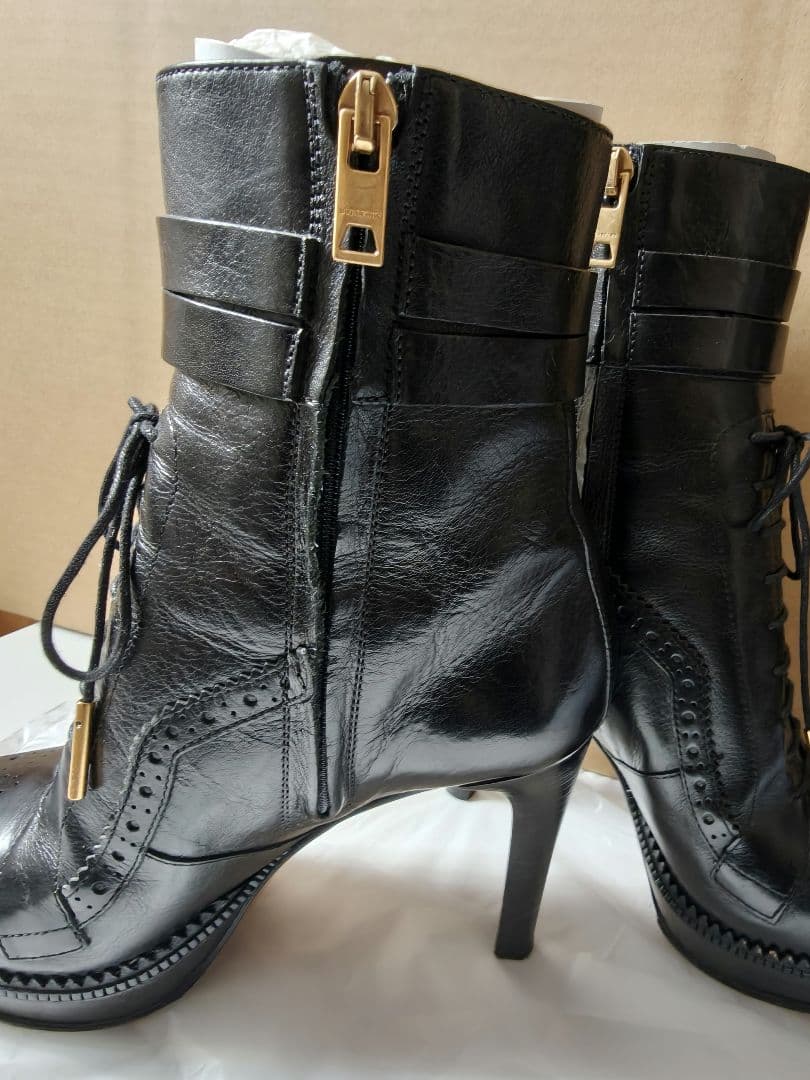 BURBERRY ハイヒール ミドルブーツ ウィングチップ 美品