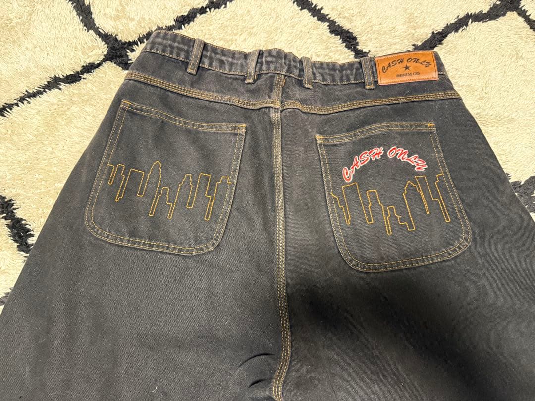 パンツ CASH ONLY BAGGY DENIM JEANS WASHED BLACK