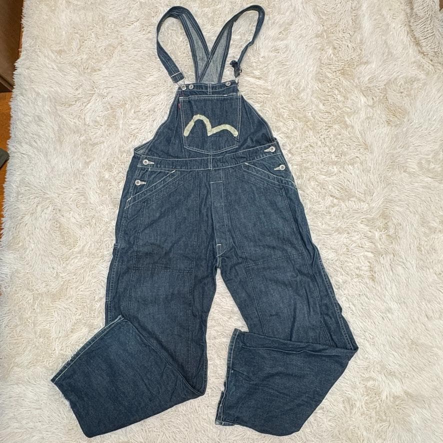 1点もの　希少　EVISE　完売品　オーバーオール　W32 濃紺　デニム