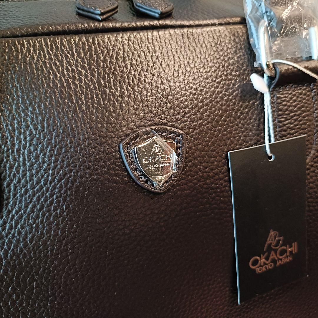OKACHI ブリーフケース ビジネスバッグ 牛床革 ダークブラウン 未使用