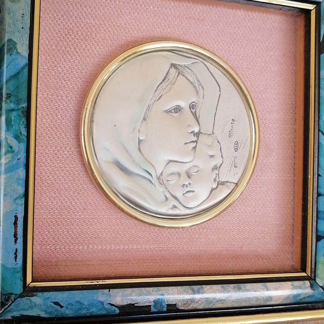 【フランス　アンティーク】シルバー　マリア　イエス　メダイ　フォトフレーム