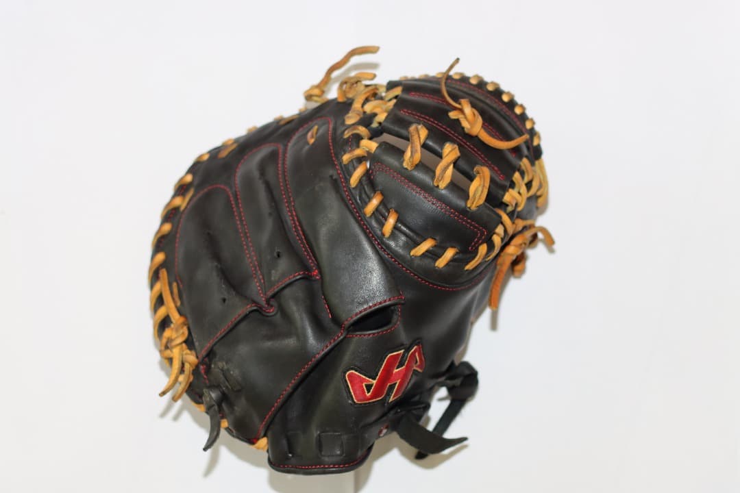 ハタケヤマ　キャッチャーミット　少年用 黒/茶