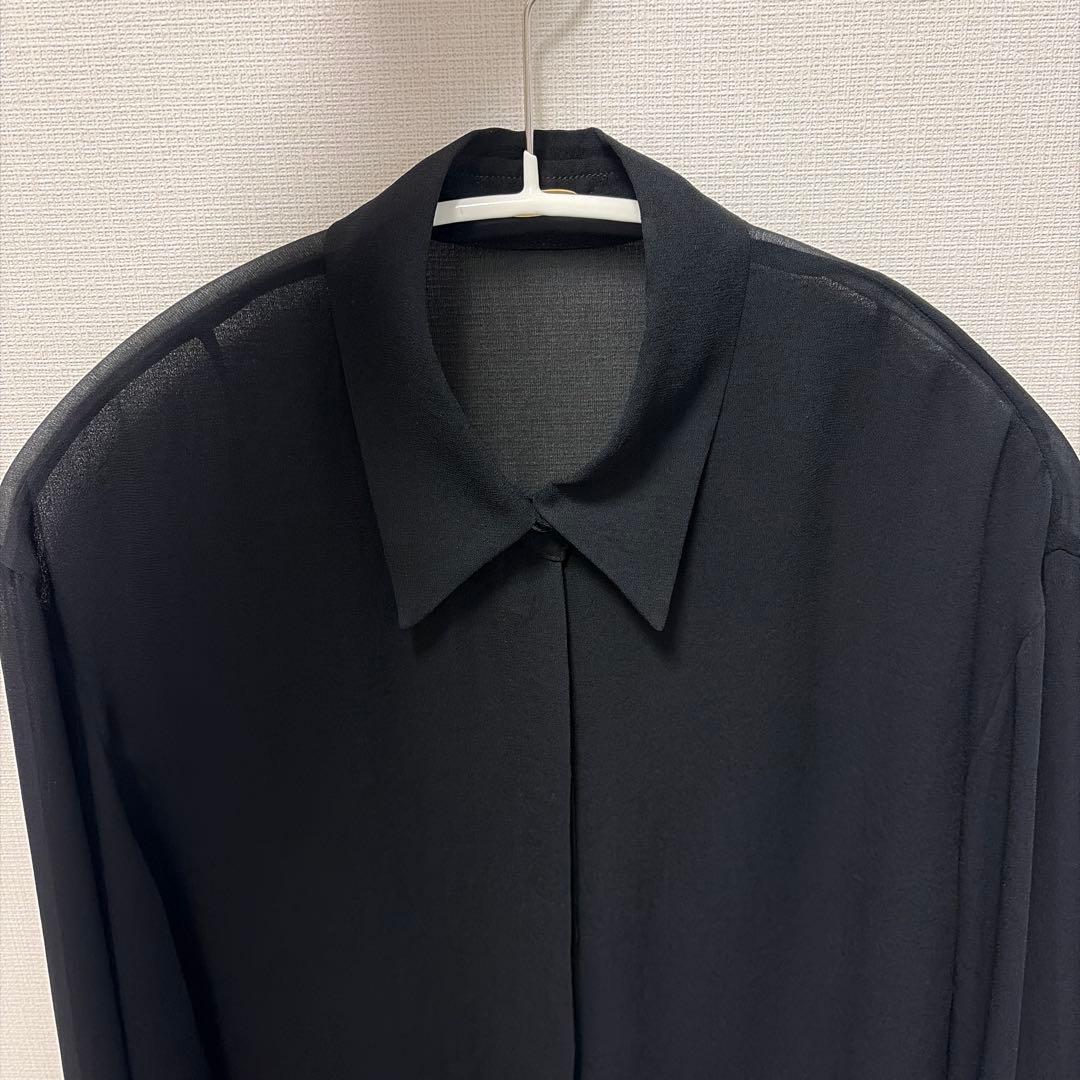 美品 muse de deuxieme classe トリアセシフォンシャツ 黒