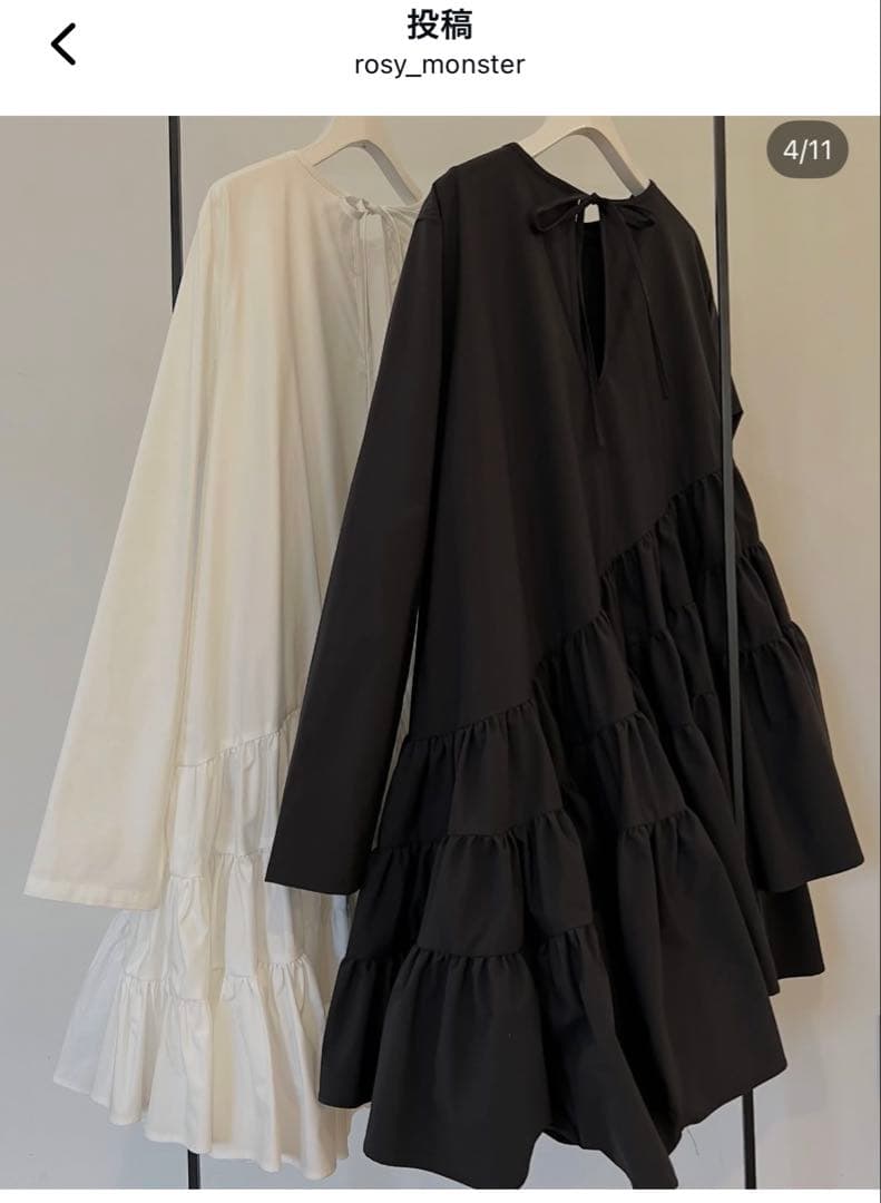 【mopooh】ロージーモンスター　オペラティアードワンピ　黒　Sサイズ