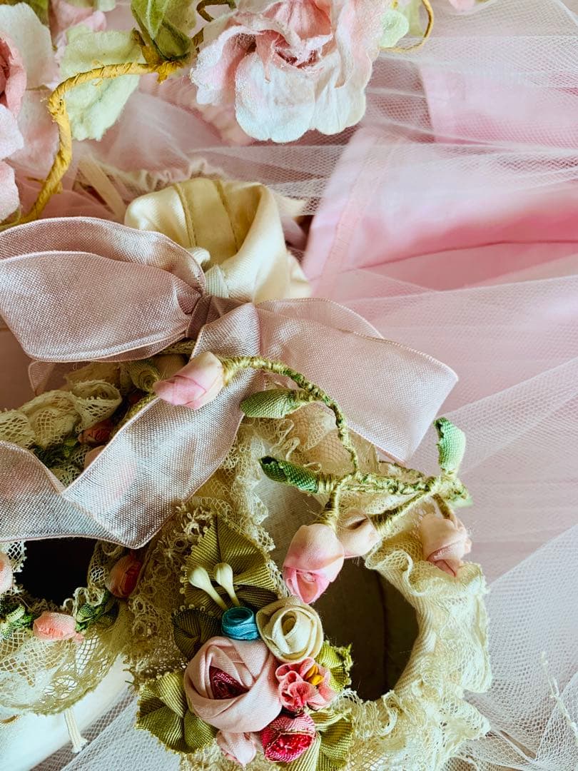 ドイツビンテージトゥシューズ※フランスアンティークシルクリボンロココ＆チュチュ