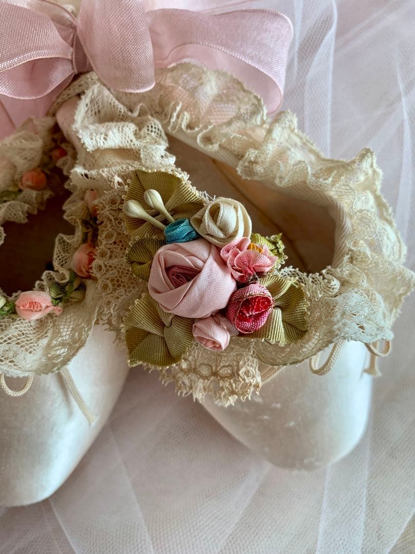 ドイツビンテージトゥシューズ※フランスアンティークシルクリボンロココ＆チュチュ