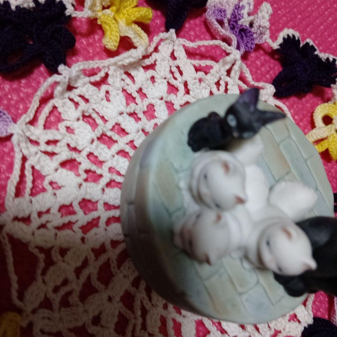 レア❥（美品）ジブリ 魔女の宅急便 オルゴール ジジと子猫達❦ レトロ❦タオル❦