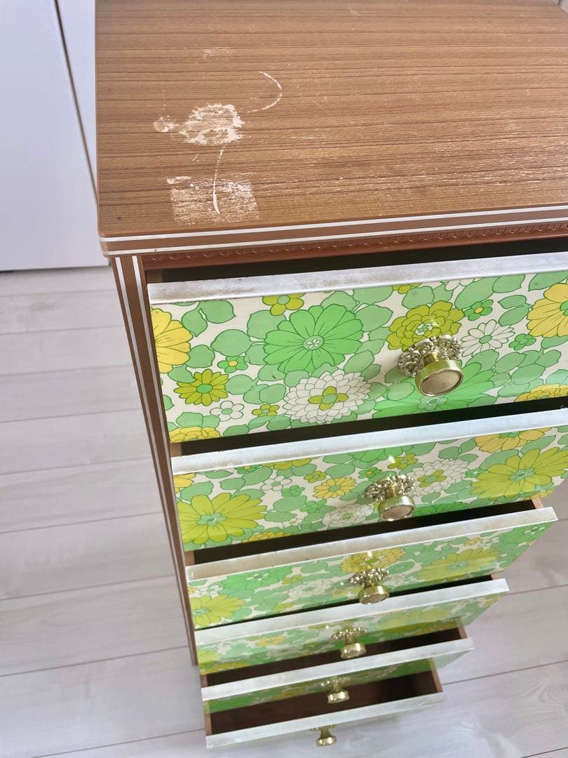 昭和レトロ花柄　タンス　6段 レア