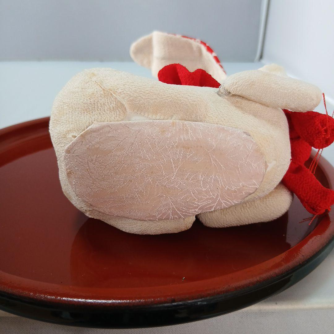 私の手作り/頬杖福耳ウサギ/古布ちりめん/お月見だんご付きセット