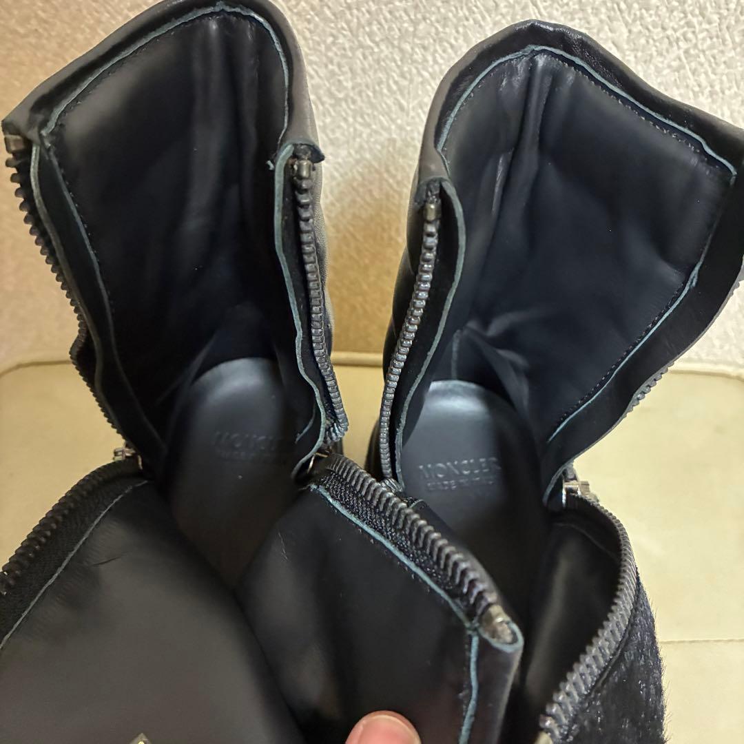 MONCLER ハラコレザーブーツ サイドジップ