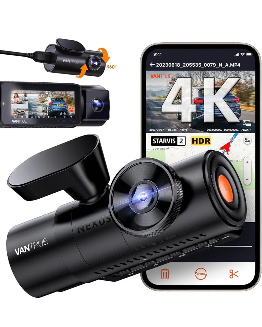 ベロニカ VANTRUE N4 Pro 3カメラ 4K ドライブレコーダー