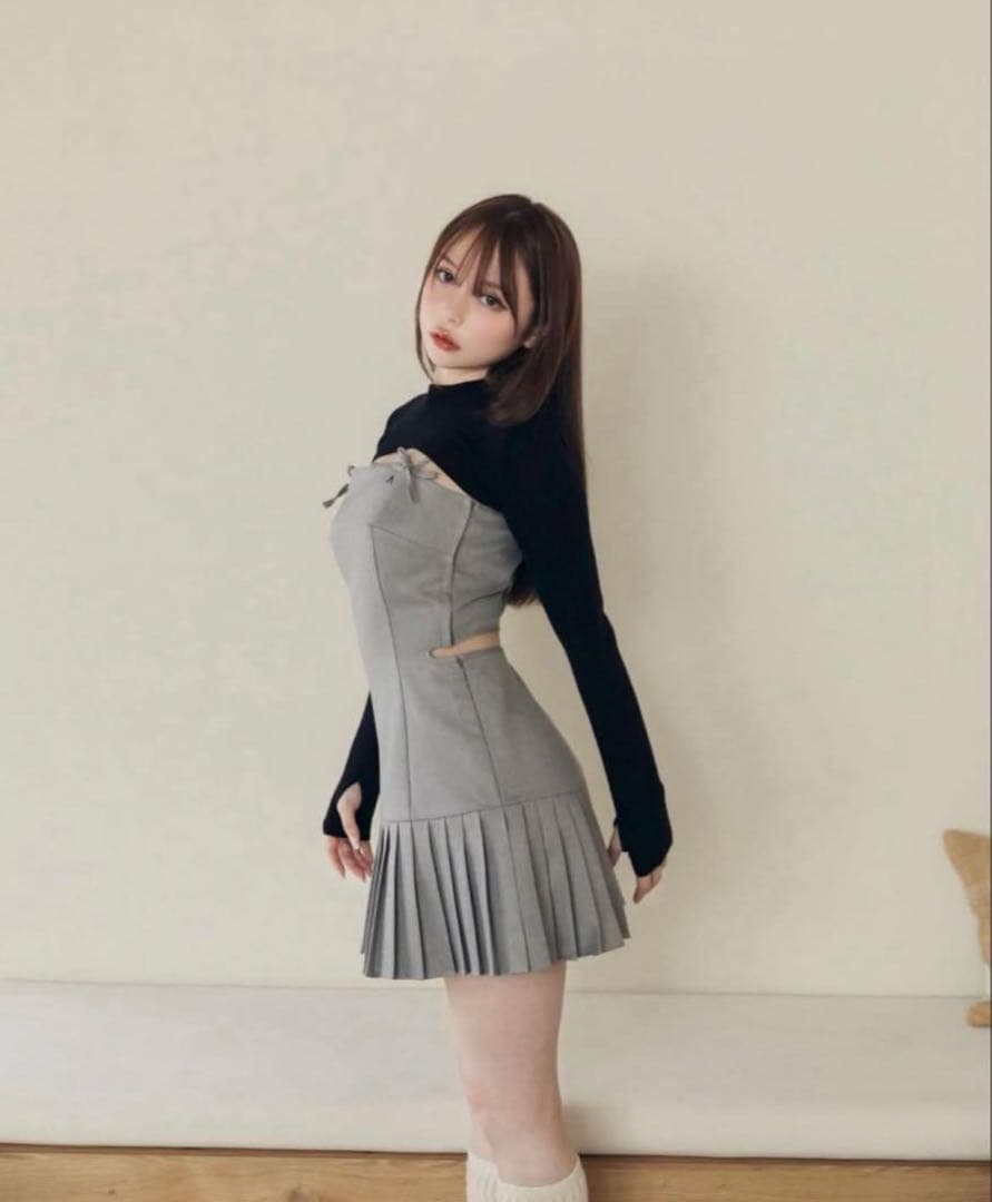 andmary Karen knit set mini dress グレー