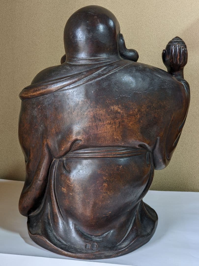 ⭐江戸時代 古備瀬焼 布袋立像 遺品少数 伊部 型物 時代物 縁起置物飾り骨董品