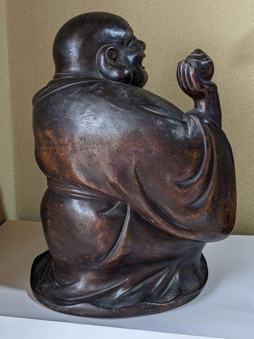 ⭐江戸時代 古備瀬焼 布袋立像 遺品少数 伊部 型物 時代物 縁起置物飾り骨董品