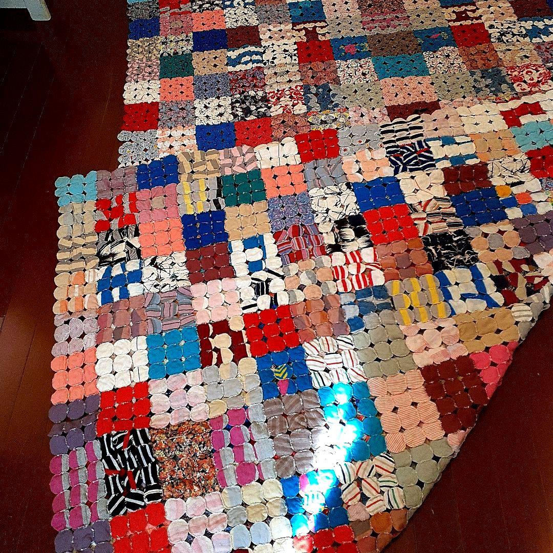 ⭐特大見事★アンティーク！ヨーヨーキルト　66⑧