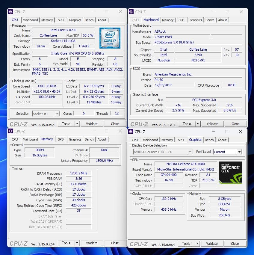 ゲーミングPC　i7-8700 GTX-1080 自作マシン