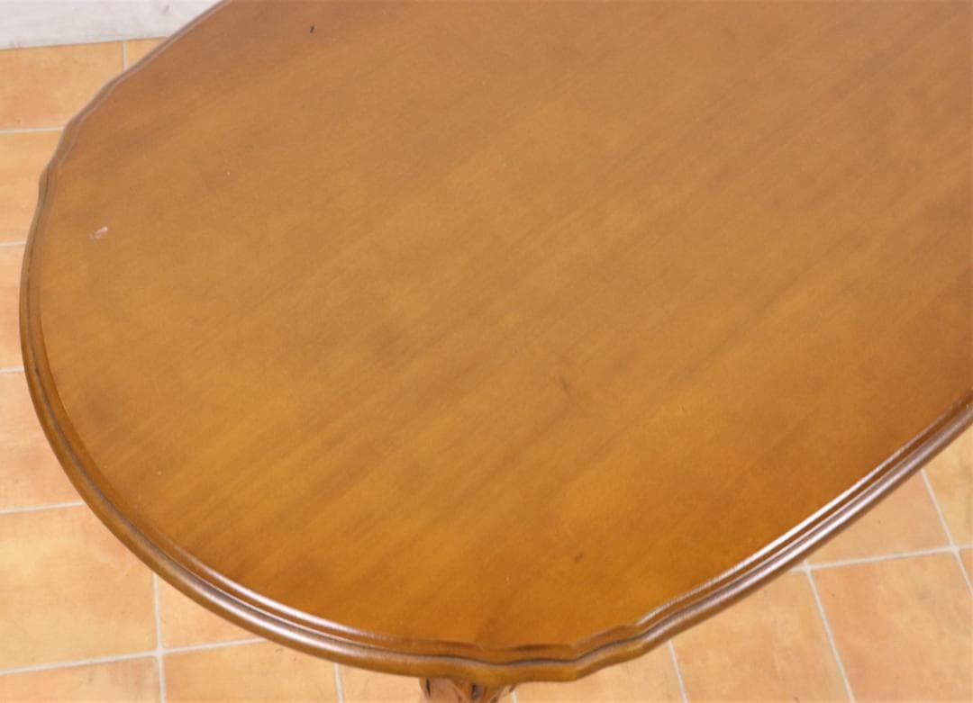 イタリア調 猫脚 彫刻 楕円 ローテーブル センターテーブル リビングテーブル机