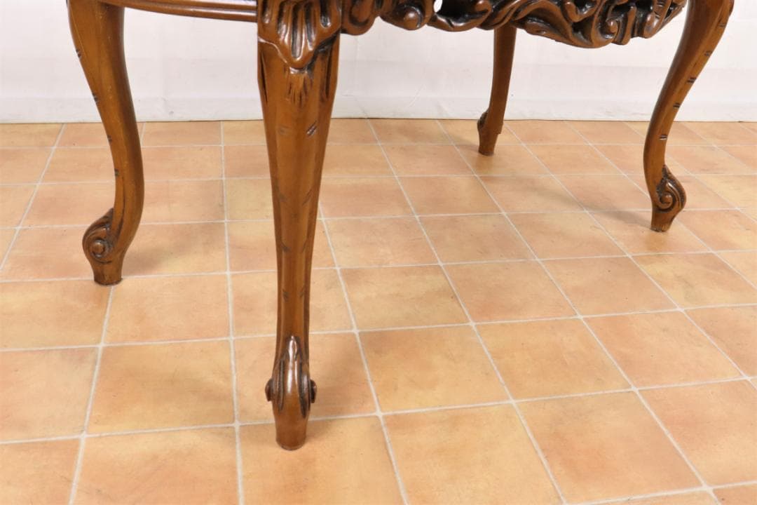 イタリア調 猫脚 彫刻 楕円 ローテーブル センターテーブル リビングテーブル机