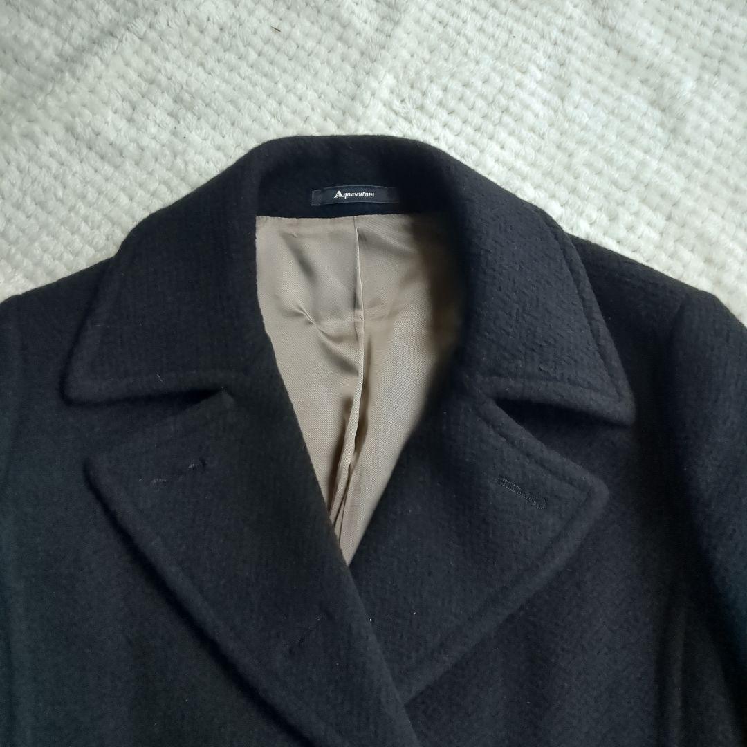 アンゴラ50%　Lサイズ アクアスキュータムロンドンPコート黒　日本製