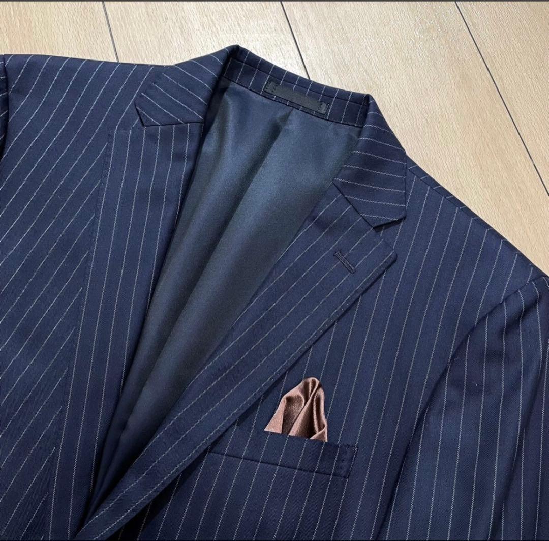 極美品　バーバリー　ネイビー ストライプ スーツ