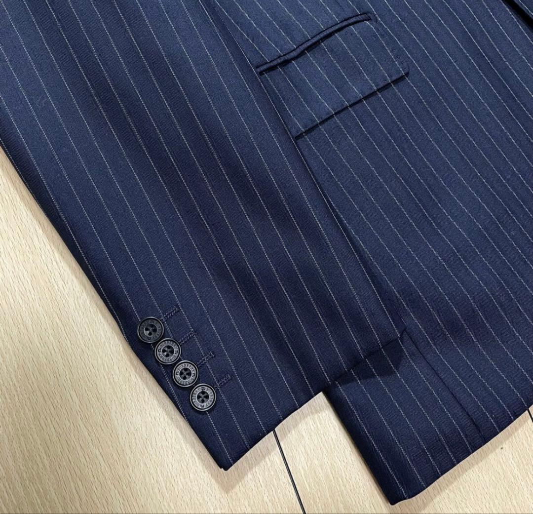 極美品　バーバリー　ネイビー ストライプ スーツ