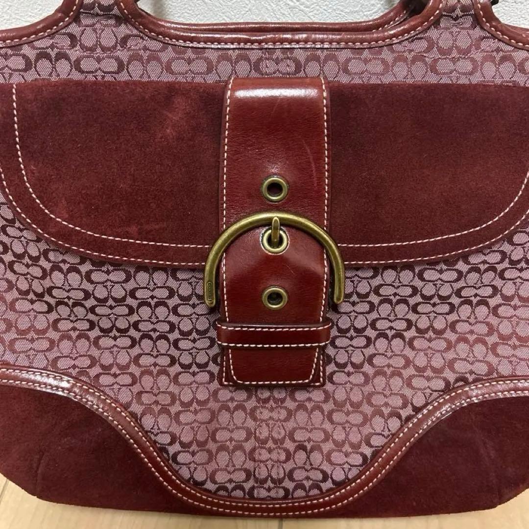 希少カラーコーチシグネチャー柄ホーボー ショルダーバッグ