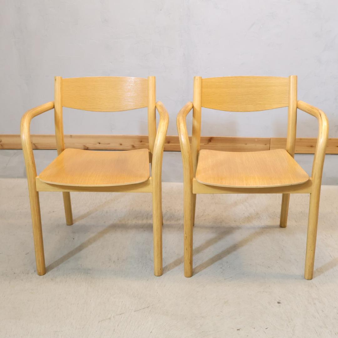 MUJI 無印良品 リアルファニチャー オーク材 ダイニングアームチェア 2脚
