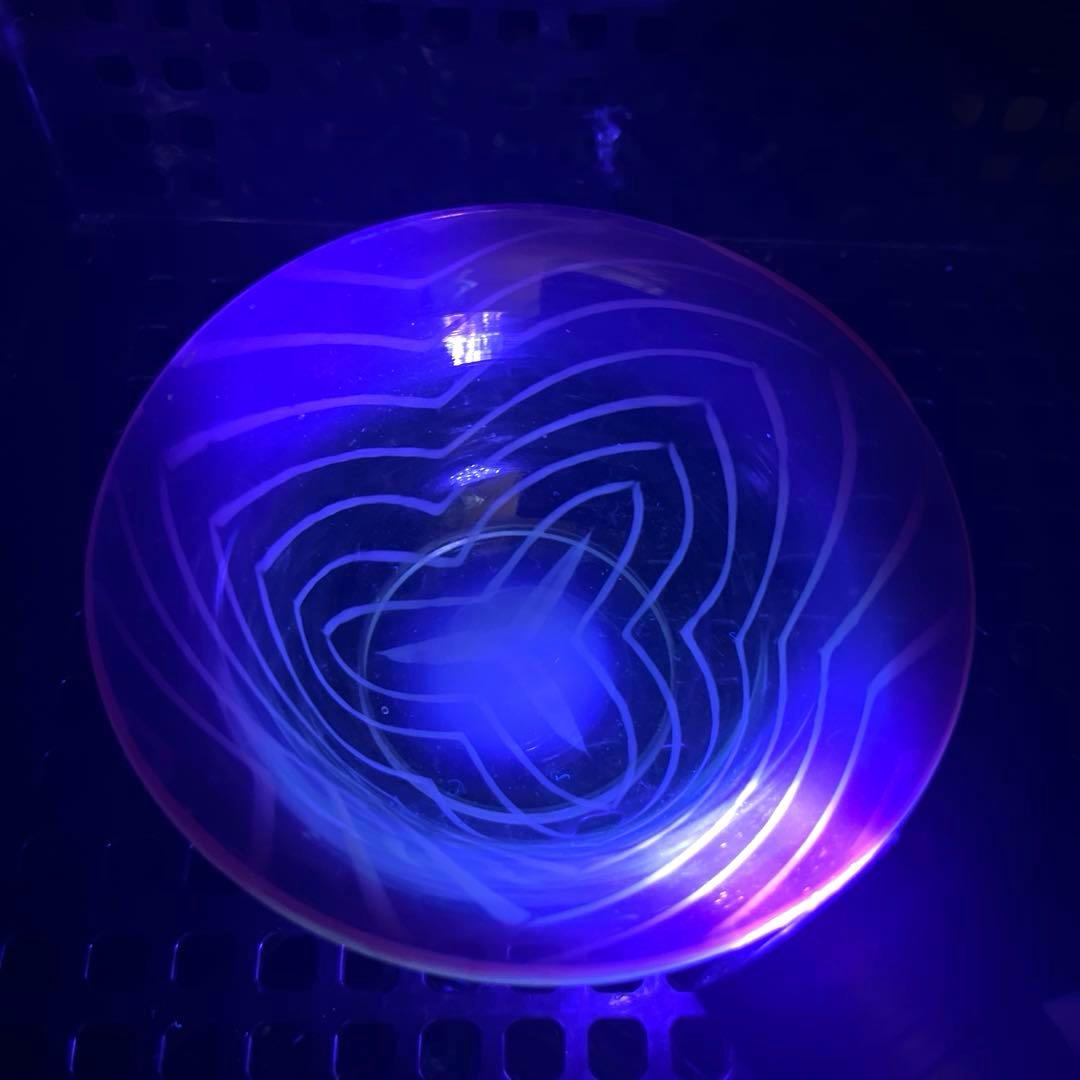 骨董　時代ガラス　超希少　金赤フチ　反り口　澤瀉紋　氷コップ　氷鉢　ウランガラス