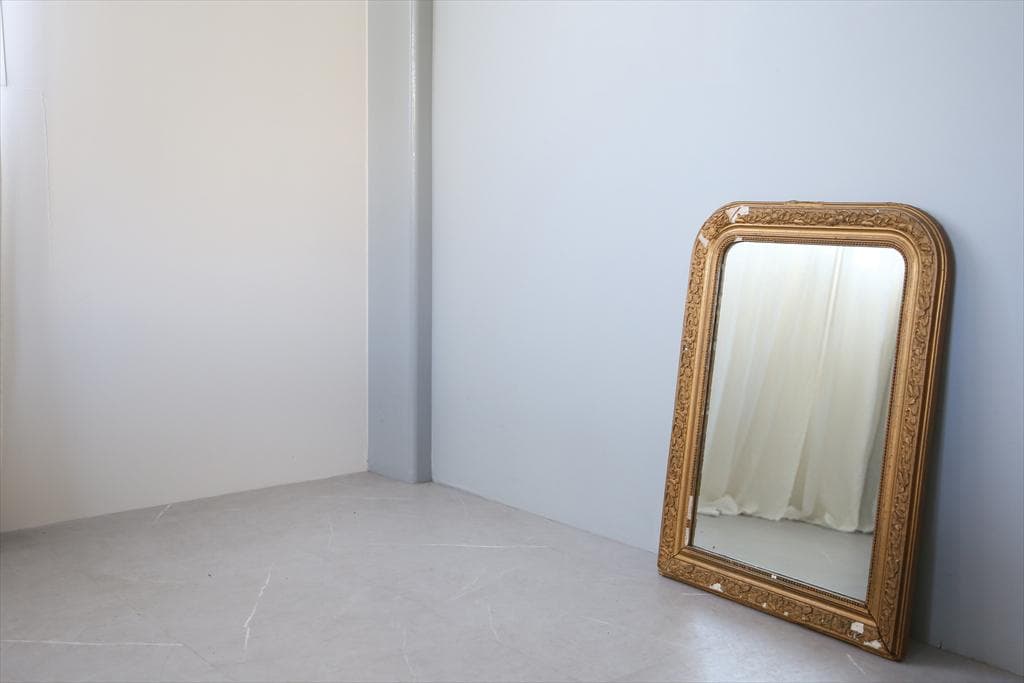 フランスアンティークルイフィリップ様式ミラー/姿見ウォールミラー鏡(90-246