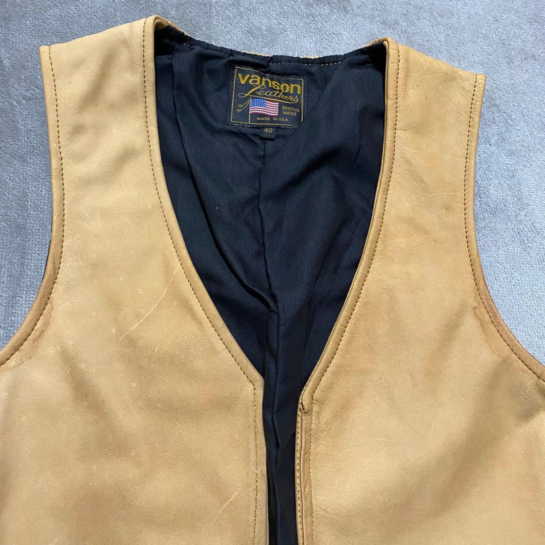 VANSON Leathers スウェードレザーベスト USA 製 タンカラー