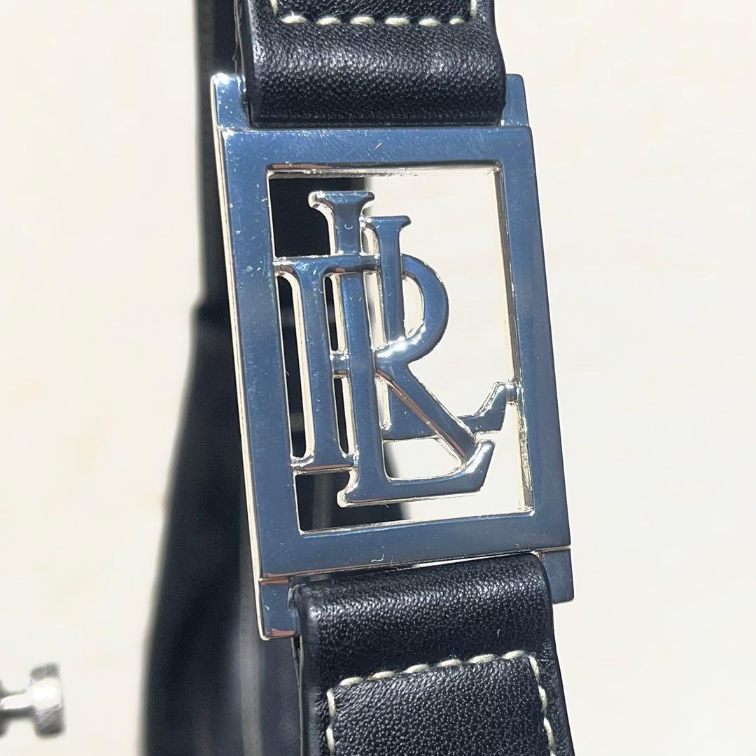 極美品☆ローレン ラルフローレン ムーンバッグ ワンショルダー 黒 三日月 本革