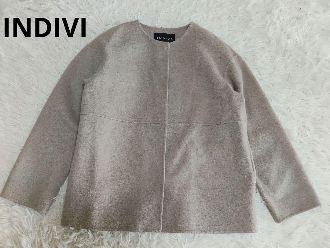 ★PA★インデヴィ　ハミルトンウールリバーノーカラーショートコート