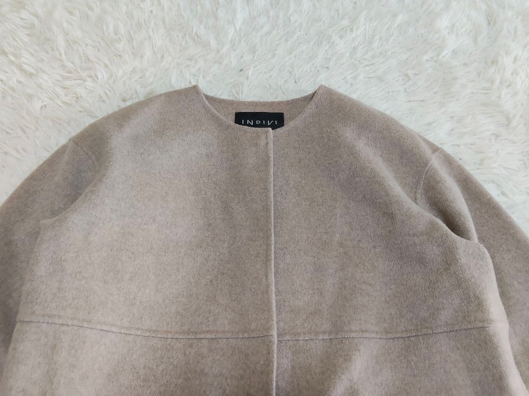 ★PA★インデヴィ　ハミルトンウールリバーノーカラーショートコート