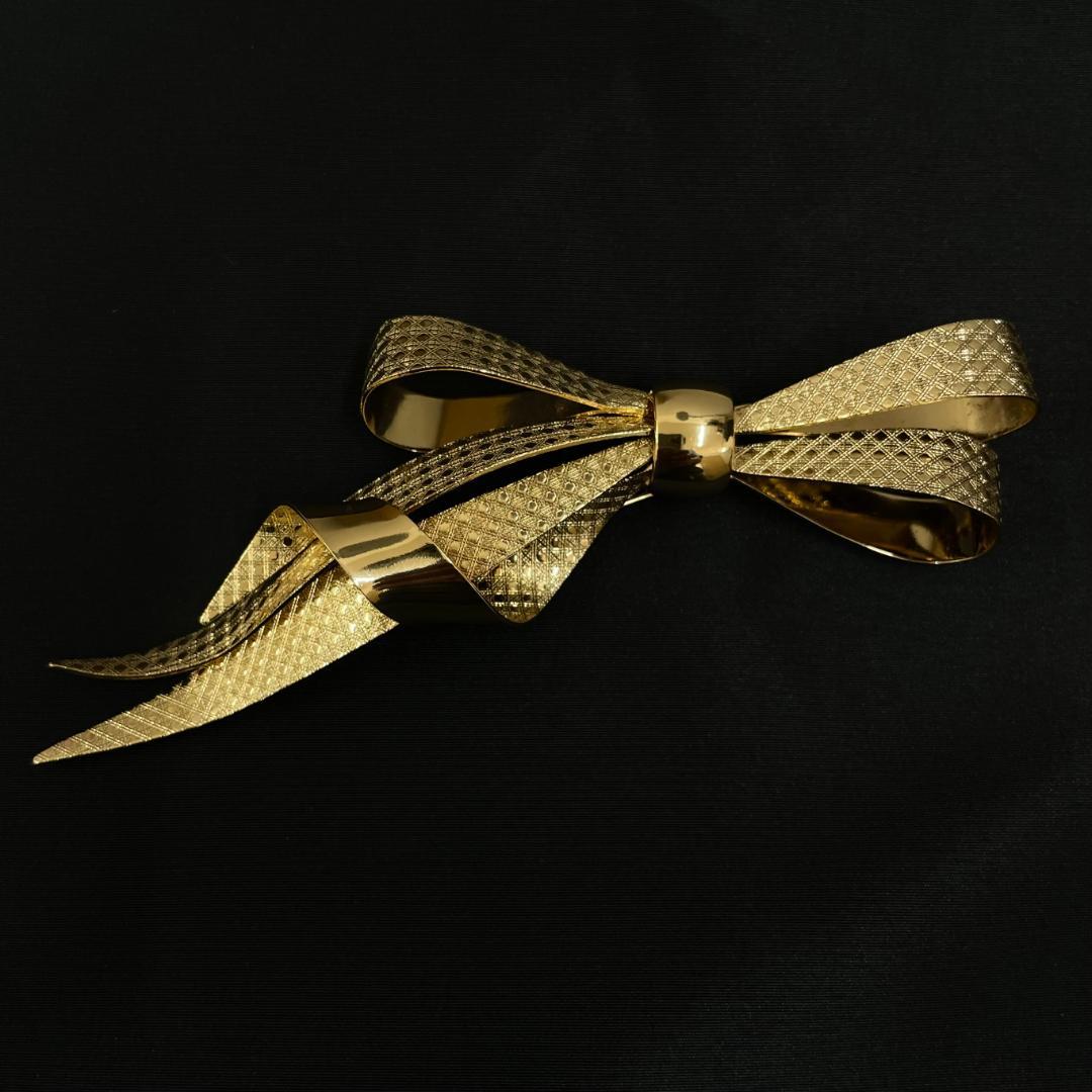 【ドイツ製】 クリスチャンディオール ブローチ リボン ビンテージ 大ぶり