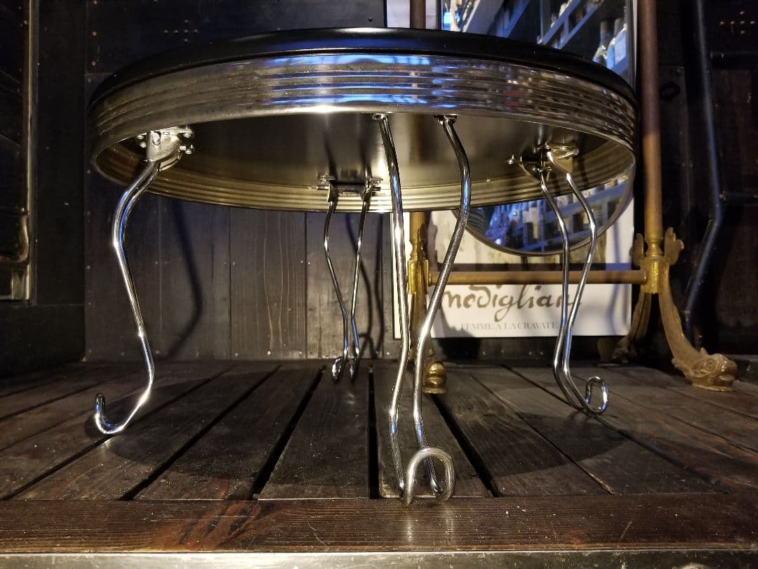 スペースエイジ　メタル　ダイナー　インダストリアル　ブラック　サイド　テーブル