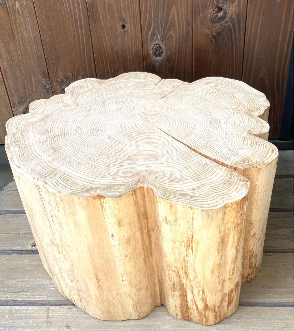 檜　スツール　特大　一点物　インテリア　ディスプレイ　ローテーブル　丸太　切り株
