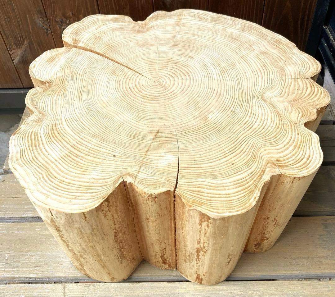 檜　スツール　特大　一点物　インテリア　ディスプレイ　ローテーブル　丸太　切り株