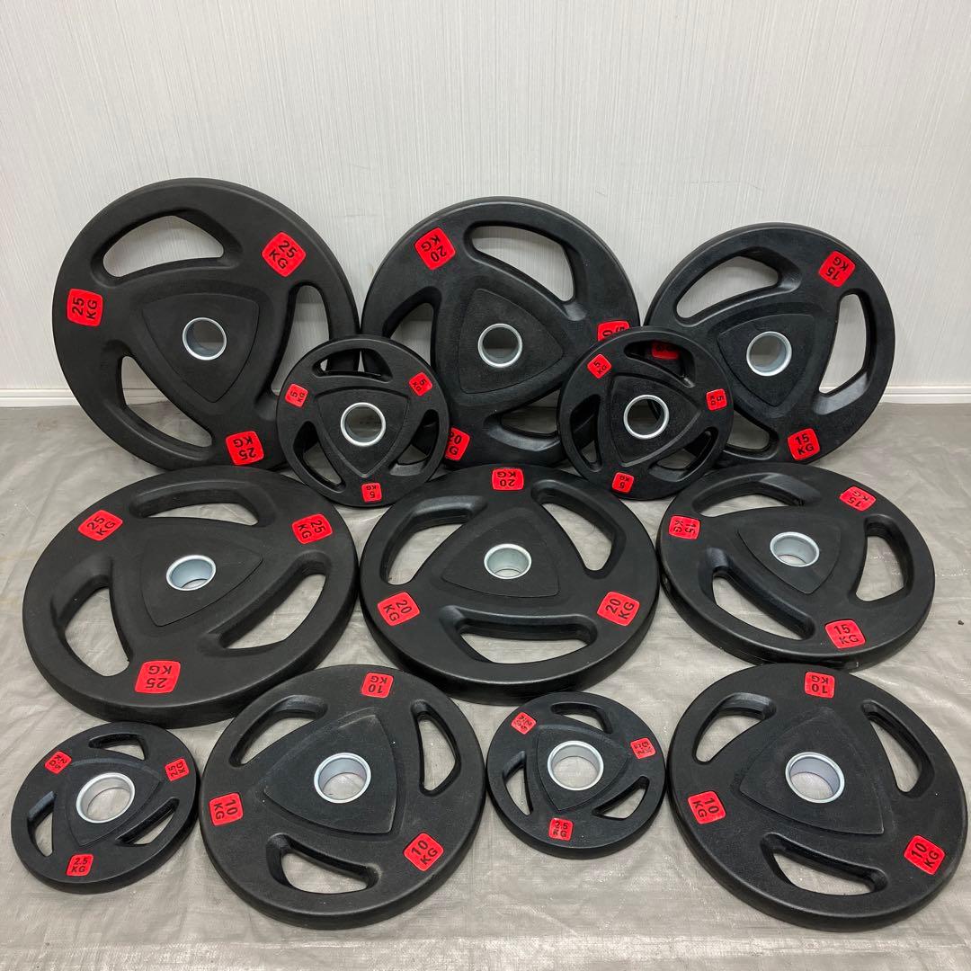 ■620kgセット 48枚 バーベルプレート ラバープレート オリンピックバー用