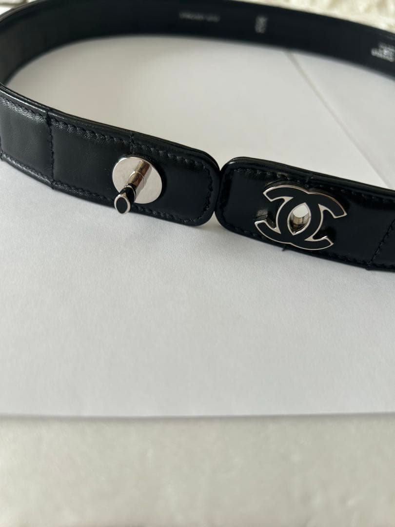 CHANEL シャネル ココマーク 本革 ベルト 75 ブラック