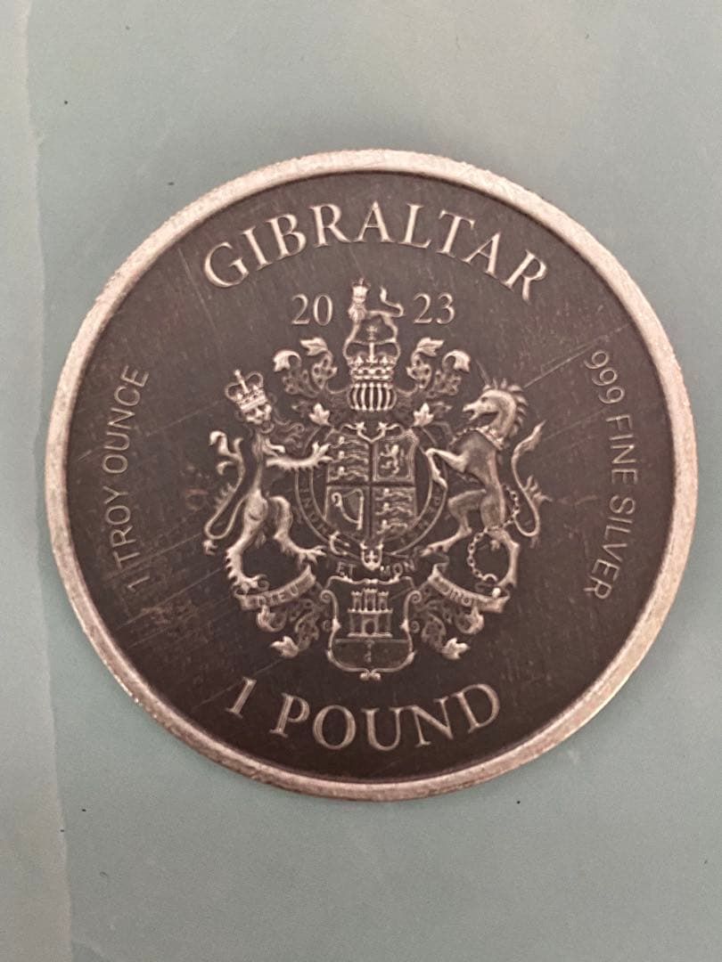 ジャスティス 女神 銀貨 1オンス .999 純銀 アンティーク風 ギブラルタル