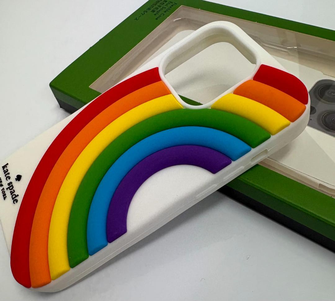 【正規品】 ケイトスペードiPhone14Pro ケース 虹 レインボー