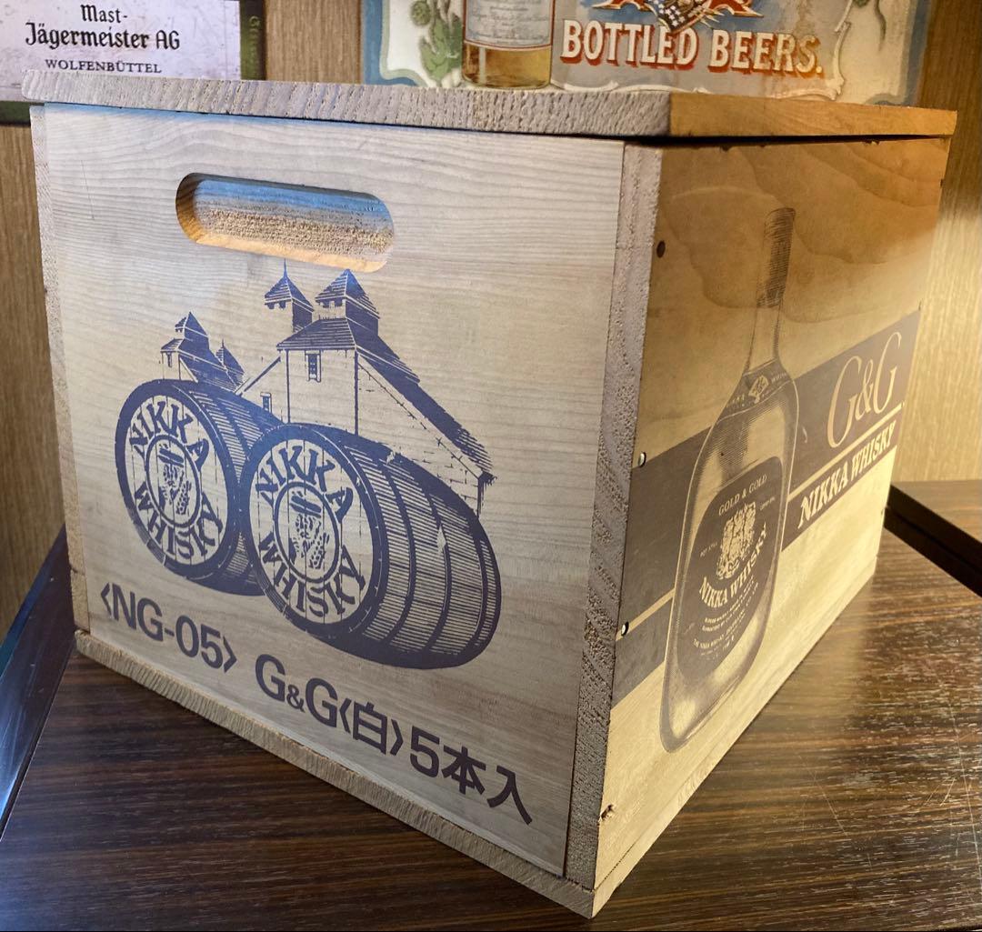 G&G ニッカ ウイスキー ヴィンテージ 木箱 酒 昭和 レトロ 収納 ボックス