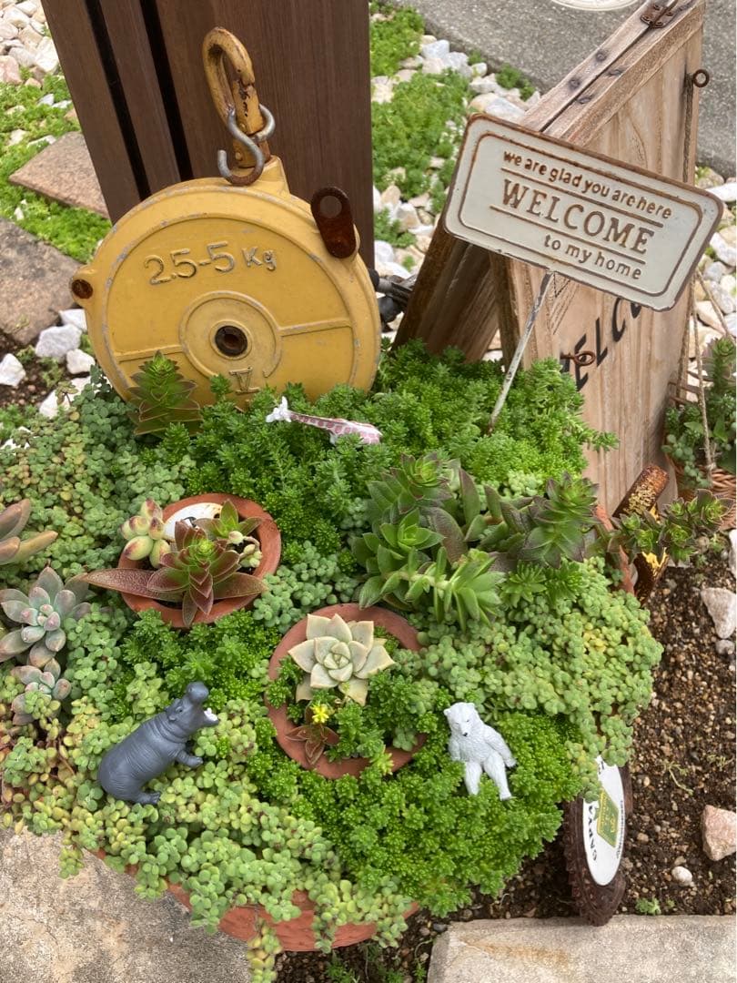 イエロー滑車　レッド滑車　アンティーク風鉄製水差し