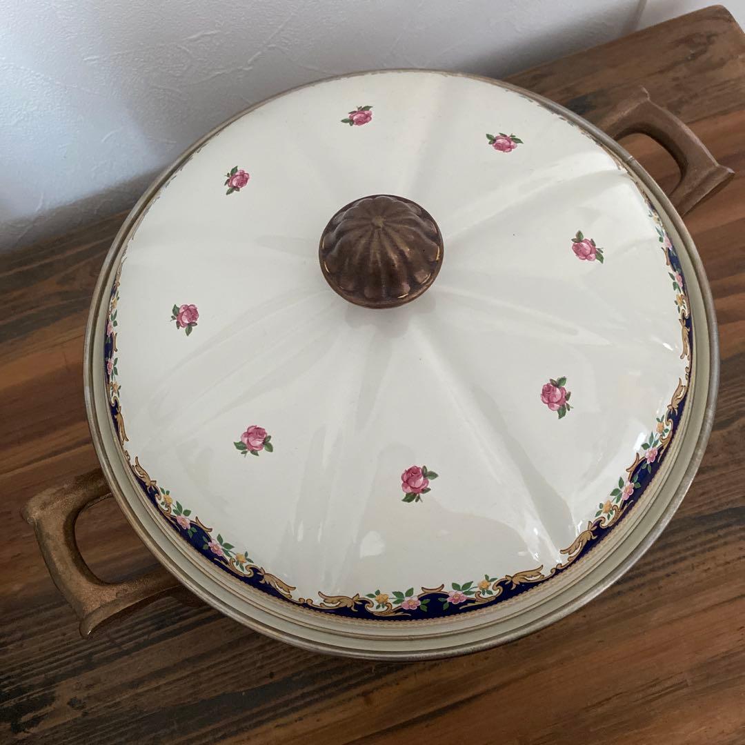 ラ*ネ様 希少　西ドイツ製　ASTA（Fissler)ホーロー両手鍋　バラ柄　ヴ