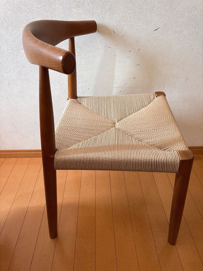 ペーパーコードチェア北欧デザイン　アームレス　ブラウン茶系リプロダクト品椅子イス